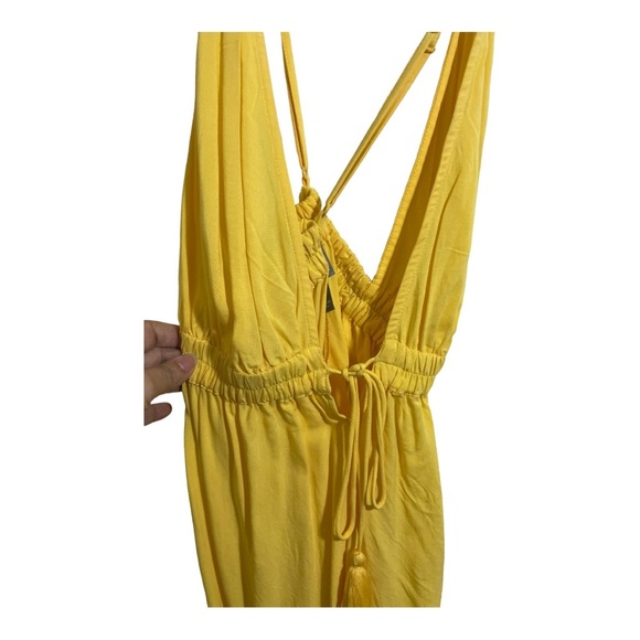 ASOS womens front tie plunge Beach romper yellow size 4. - Picture 4 of 12